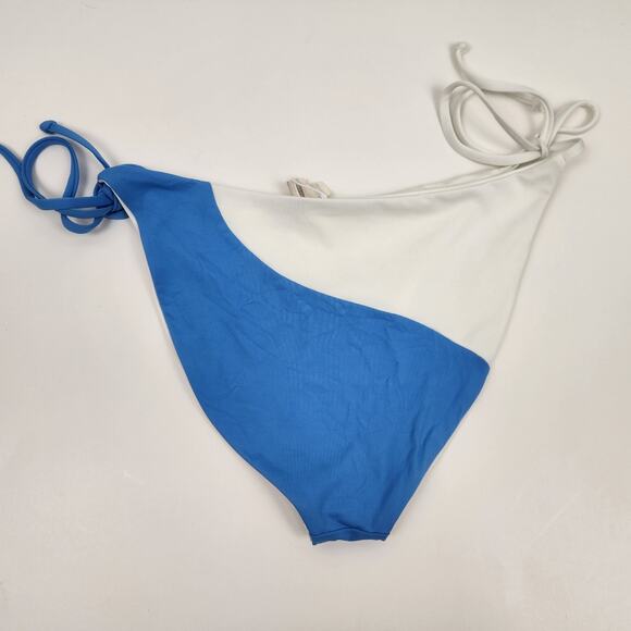 L*Space Dani Bikini Bottom Blue White Size Medium Tie Sides Adjustable - Picture 2 of 3
